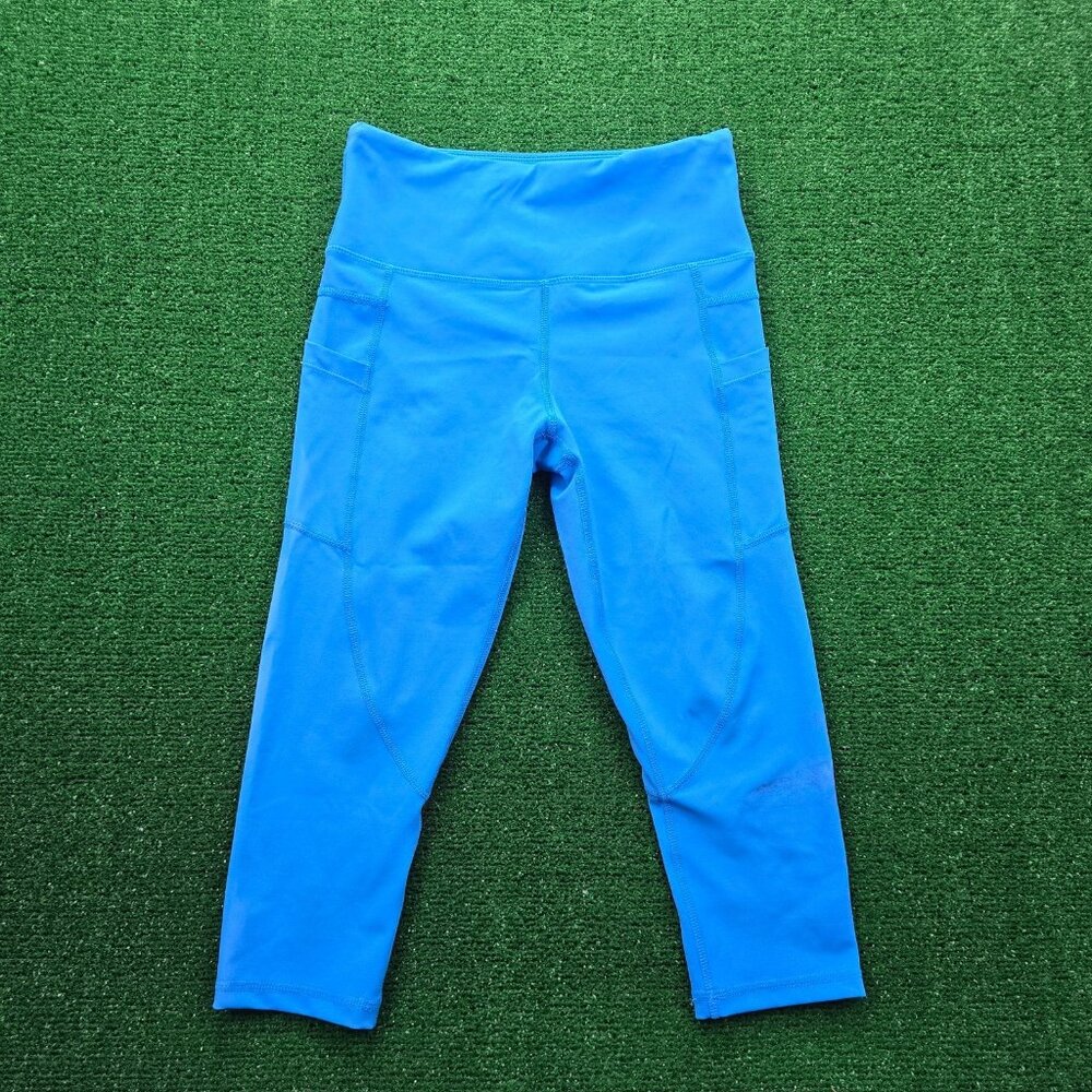 Zyia Womens Pants 4 Blue Leggings Cropped Active Yoga Workout Running Jogging